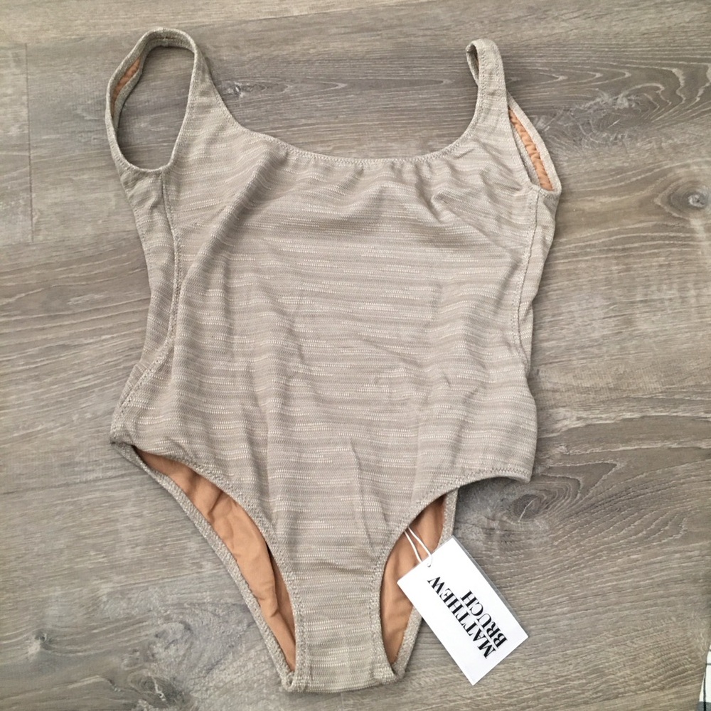NWT Matthew Burch Textured Tan Swimsuit